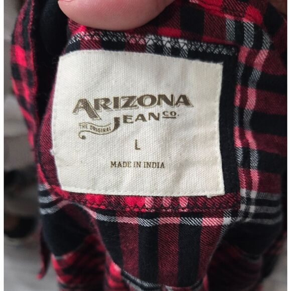 Arizona plaid long sleeve snap button up blouse size L - Picture 2 of 8